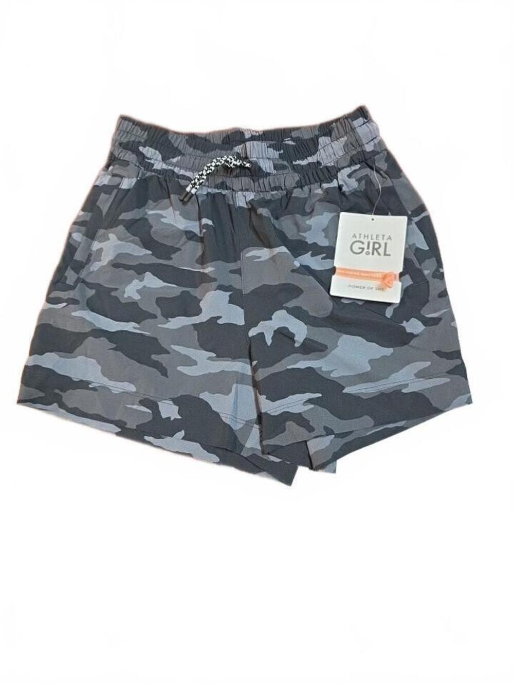 Athleta Girl Play More 3" Short in Gray Camo - Girls Size L (12) NWT w/ hair tie